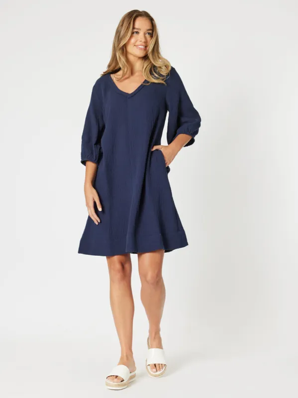 Byron Cotton Dress - Navy sold by RC & Co
