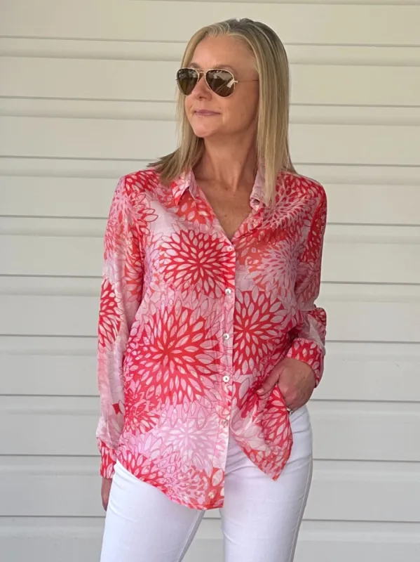 Blossom Printed Shirt - Red sold by RC & Co