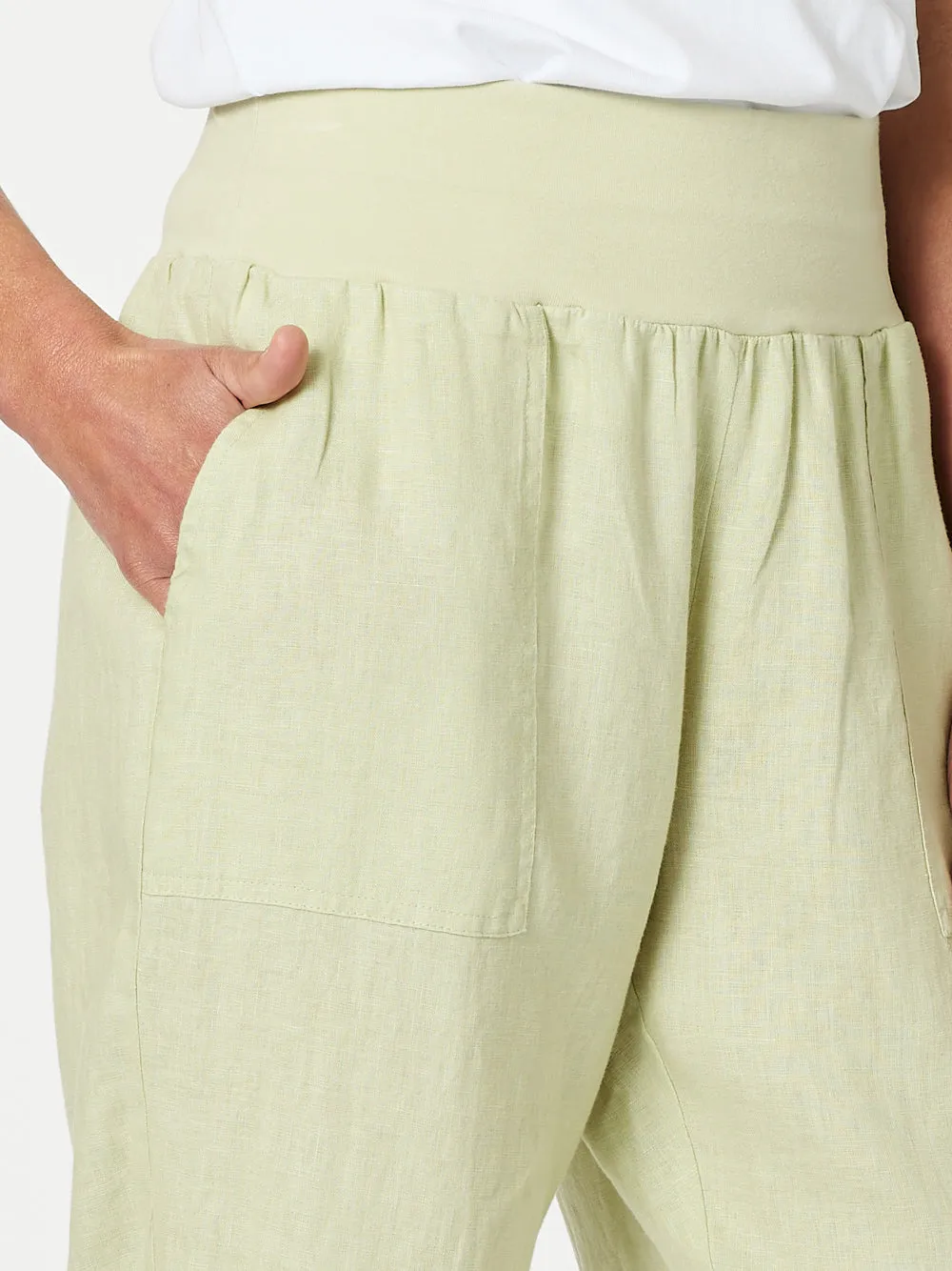 Sarah Linen Pleat Hem Pant - Celery sold by RC & Co product image thumbnail 5