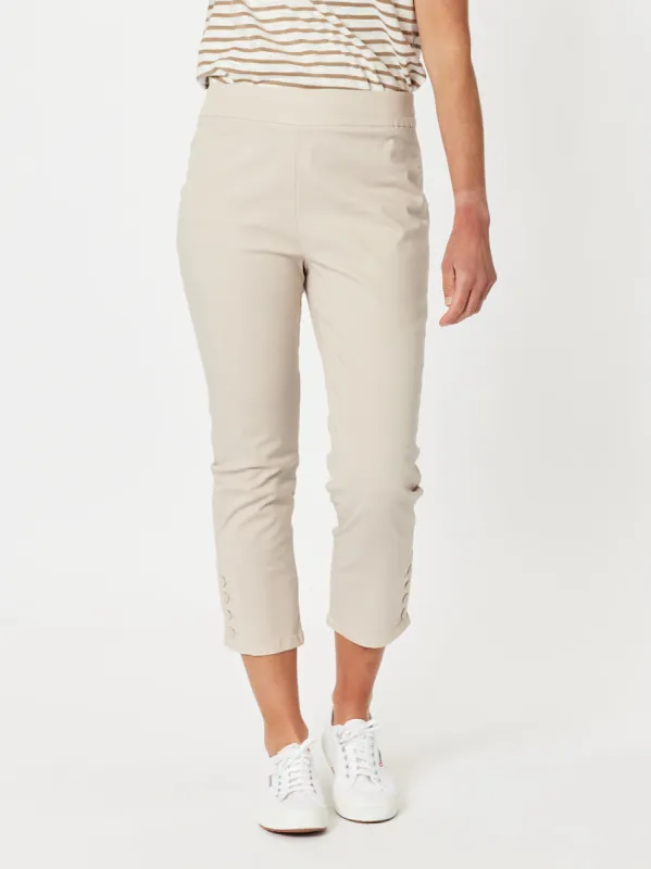 Charlie Cotton Twill Stretch Capri Pant - Natural sold by RC & Co