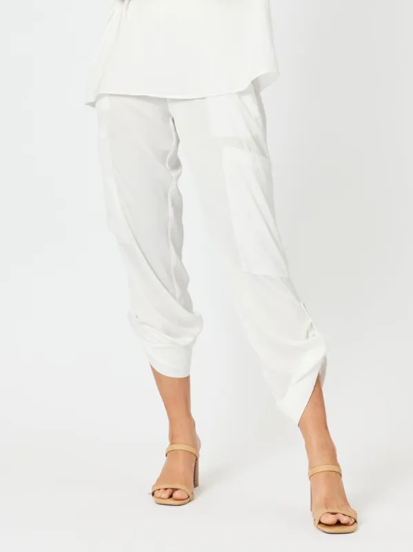 Traveller Luxe Side Button Pant - White sold by RC & Co