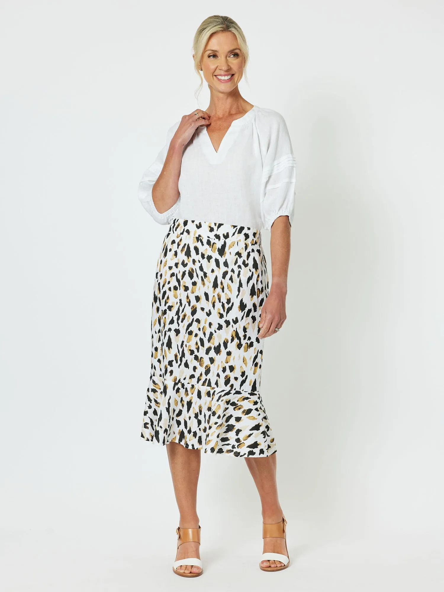 Diana Linen Pleat Sleeve Top - White sold by RC & Co product image thumbnail 2