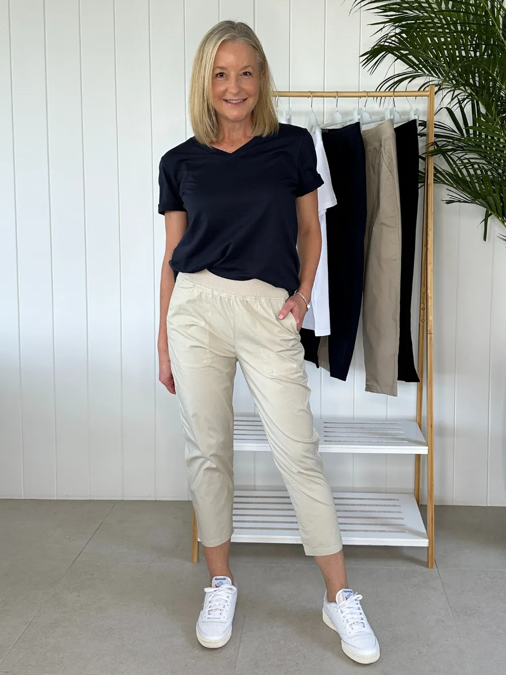 Santorini Cotton Capri Pant - Stone sold by RC & Co product image thumbnail 2