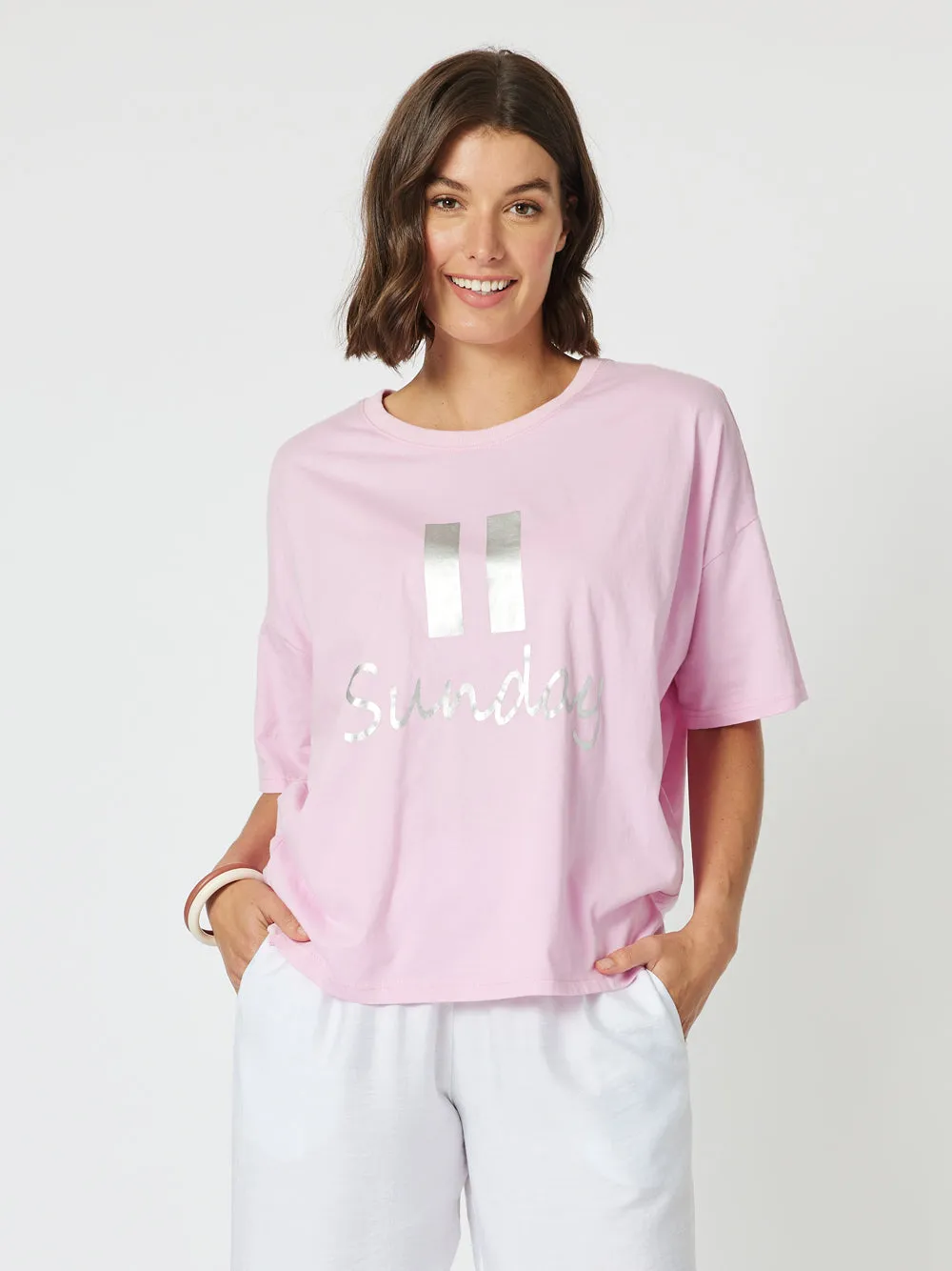 Happy Sunday Tee - Pink sold by RC & Co