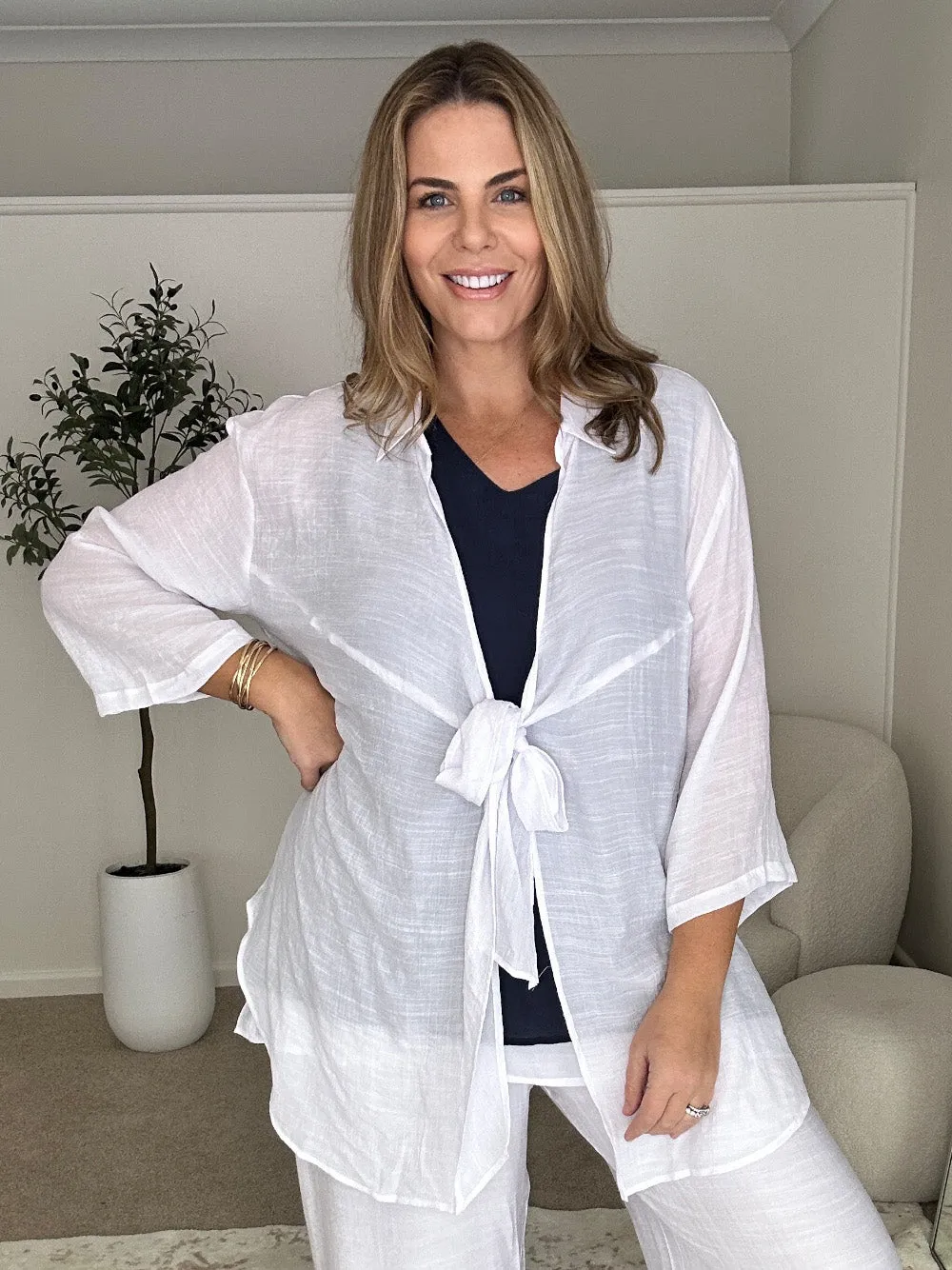 Aegean Shacket - White sold by RC & Co