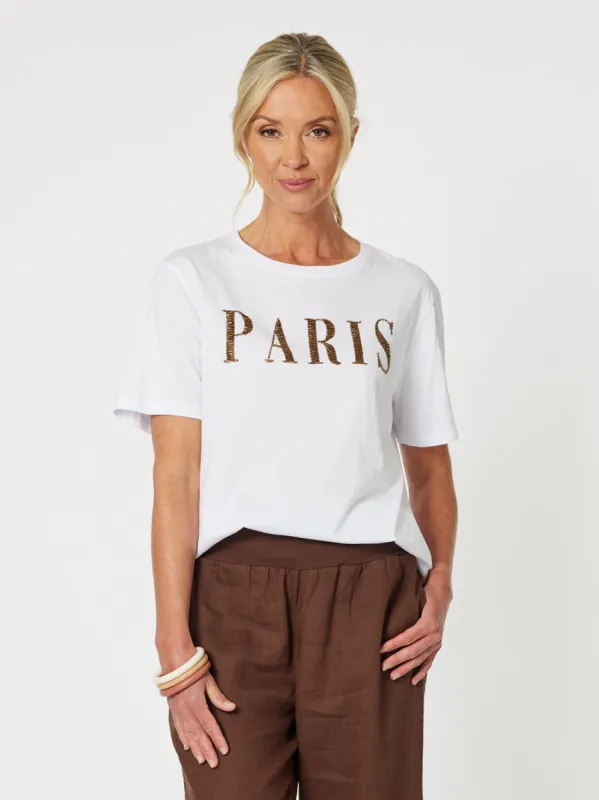 Paris Cotton Beaded T-shirt - Bronze sold by RC & Co