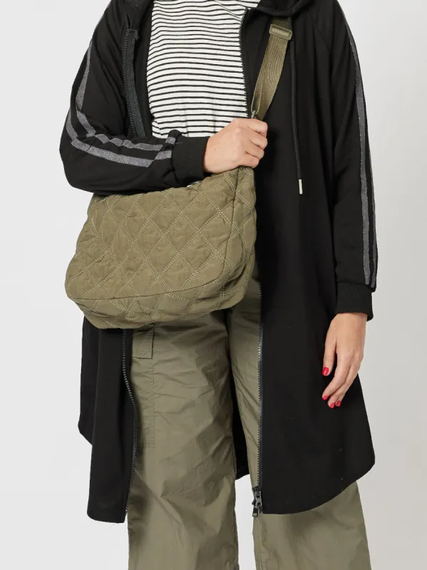 Diamond Crossbody Puffer Bag - Khaki sold by RC & Co