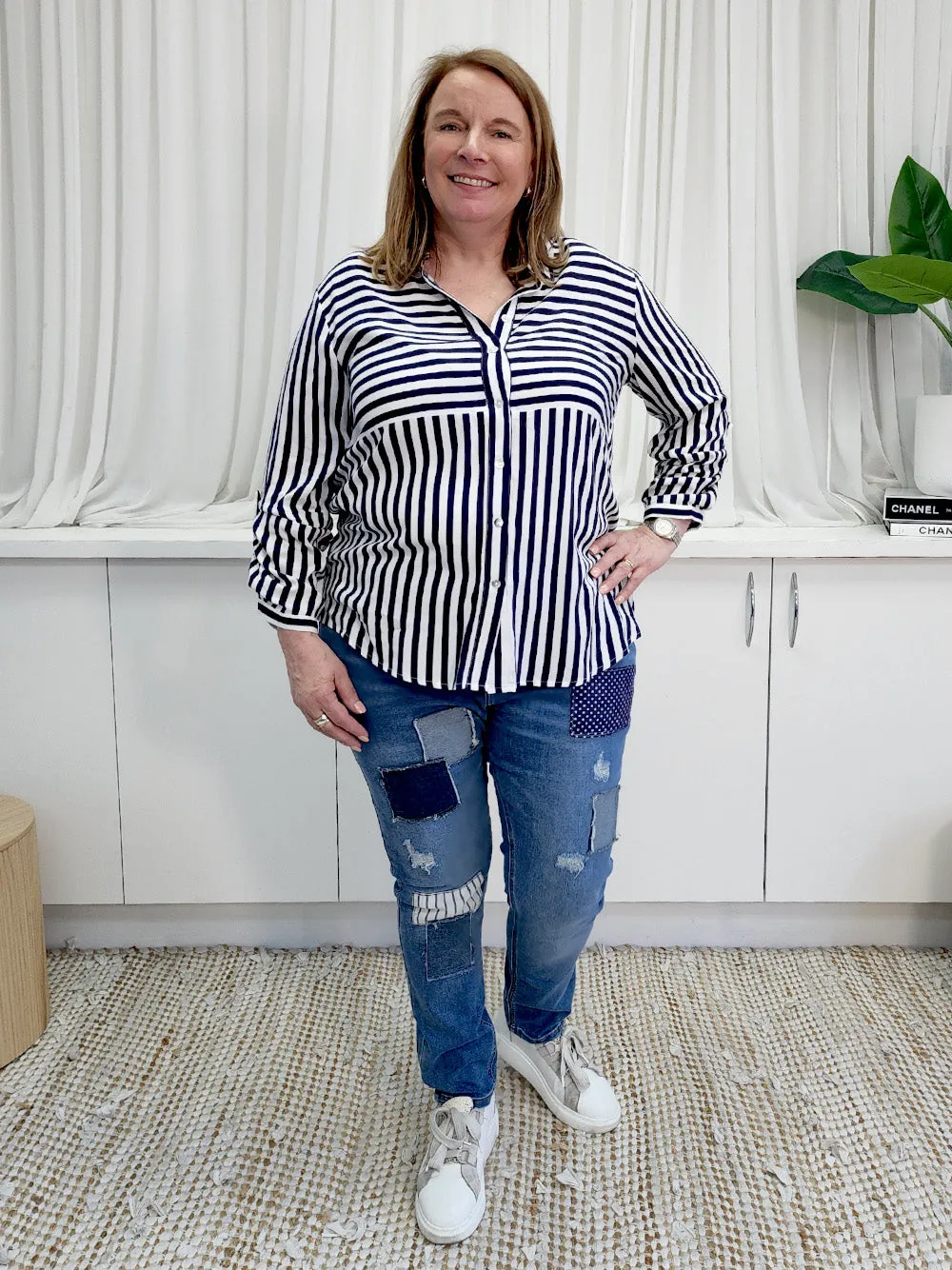 Tina Stripe Shirt - Navy/White sold by RC & Co product image thumbnail 3