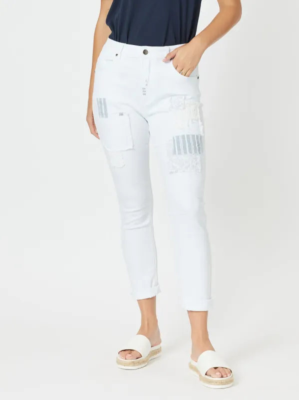 Taylor Patch High Rise Skinny Leg Jeans - White sold by RC & Co