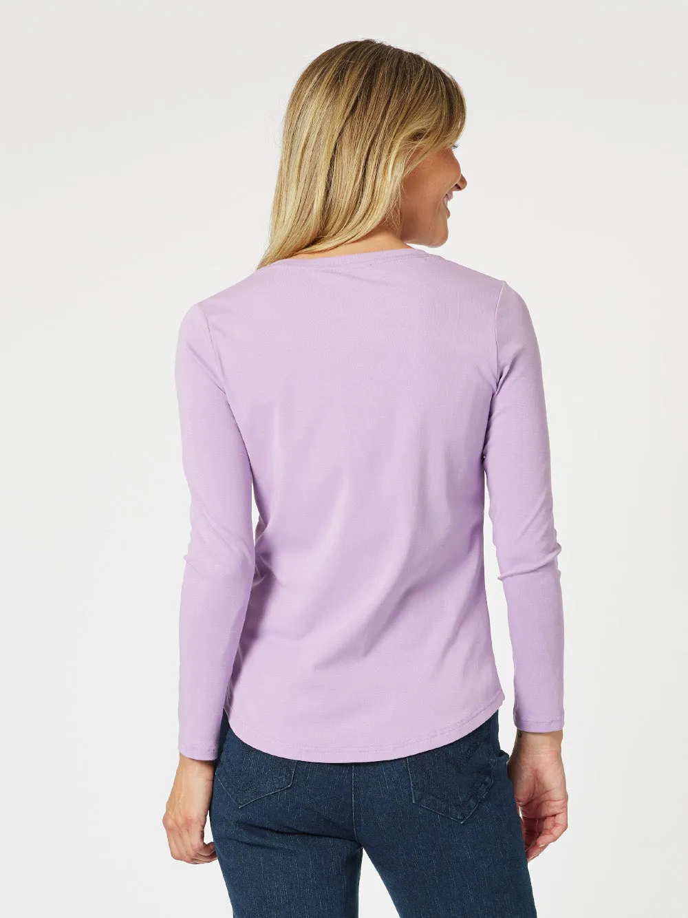 Crew Neck Cotton Rib Long Sleeve Top - Lilac sold by RC & Co product image thumbnail 4