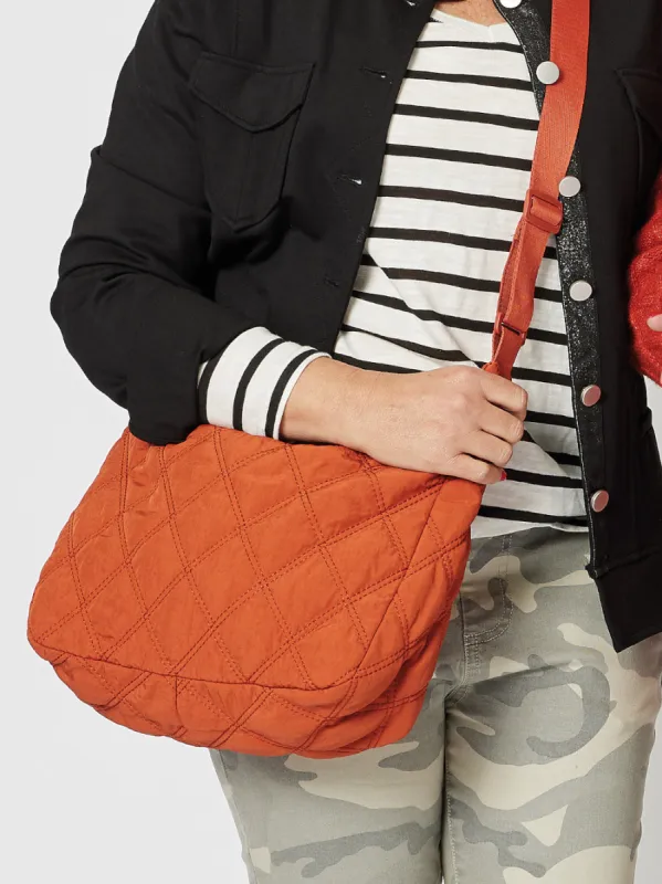 Diamond Crossbody Puffer Bag - Orange sold by RC & Co