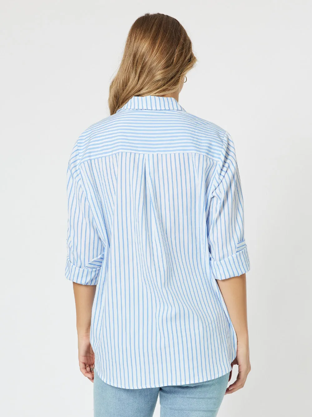 Love Me Stripe Cotton Shirt - Blue sold by RC & Co product image thumbnail 5