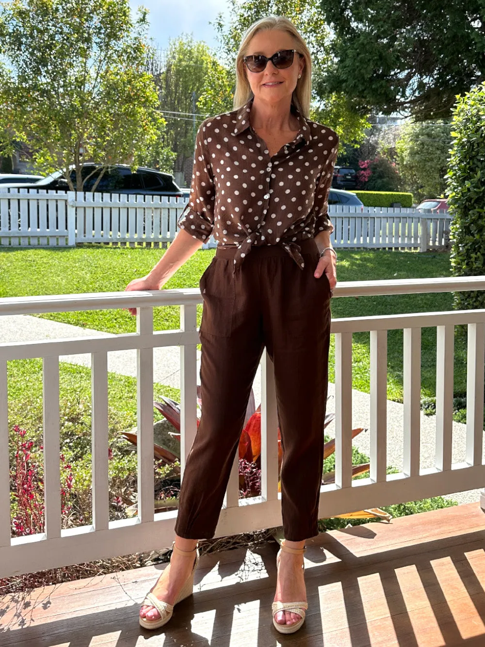 Sarah Linen Pleat Hem Pant - Koko sold by RC & Co product image thumbnail 3