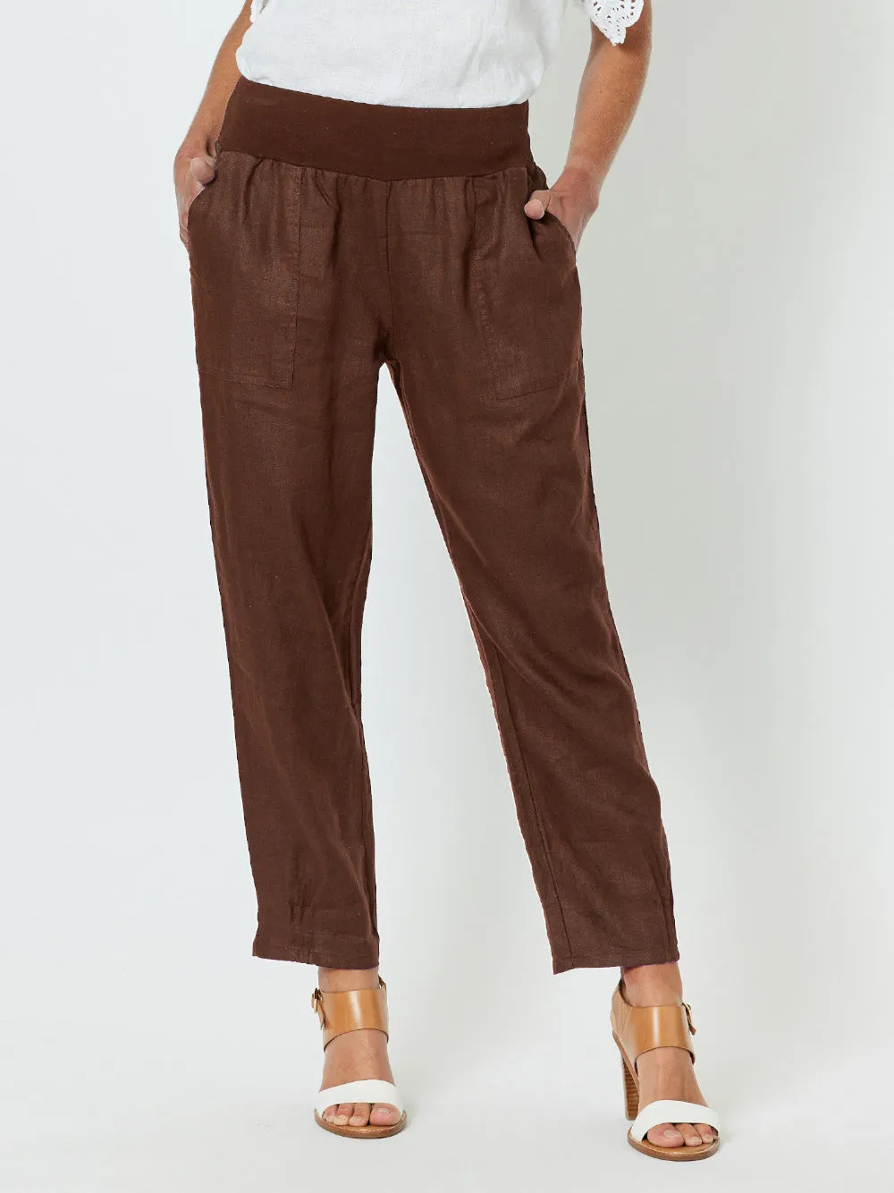 Sarah Linen Pleat Hem Pant - Koko sold by RC & Co