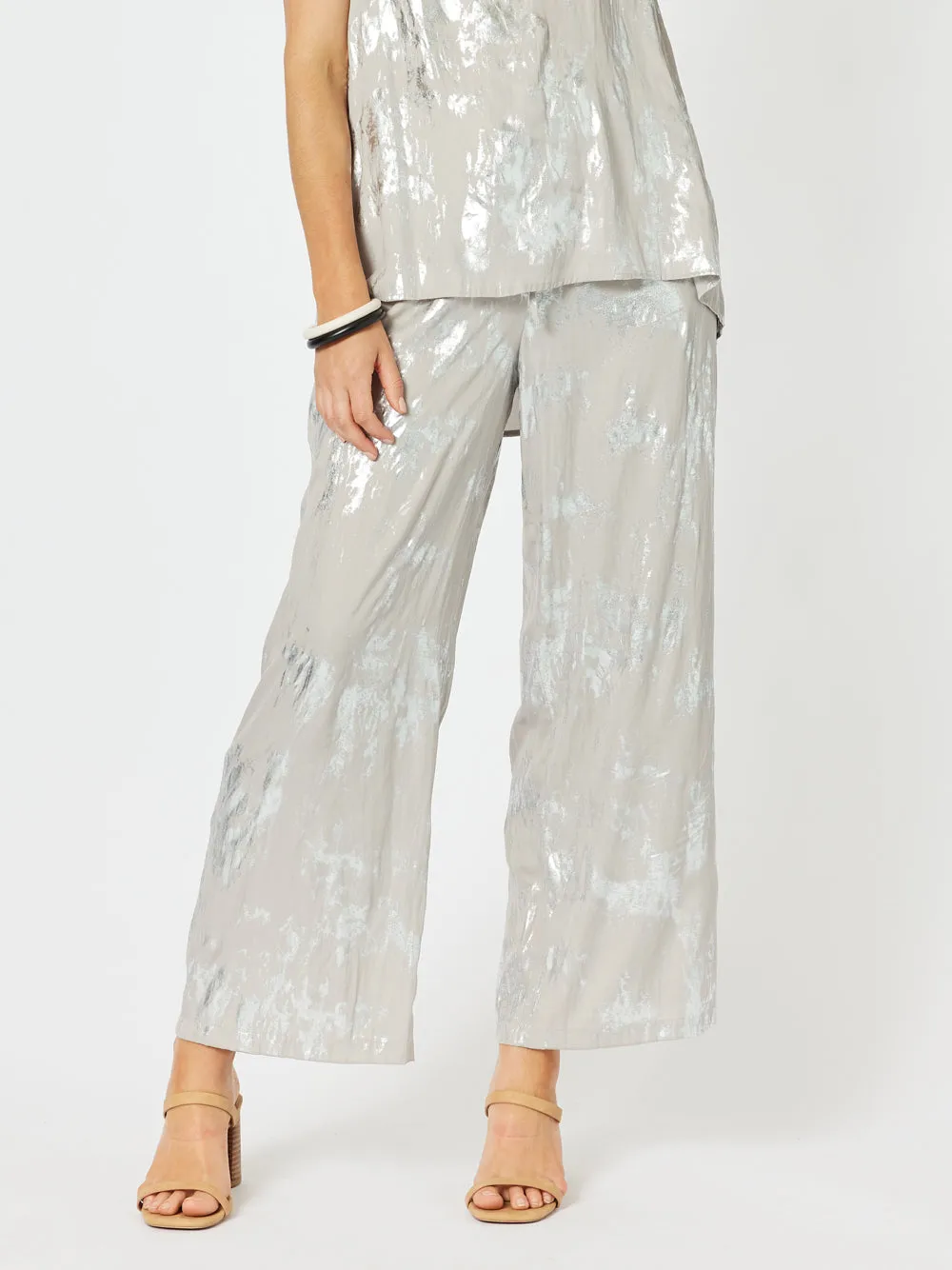 Champagne Foil Wide Leg Pant - Champagne sold by RC & Co
