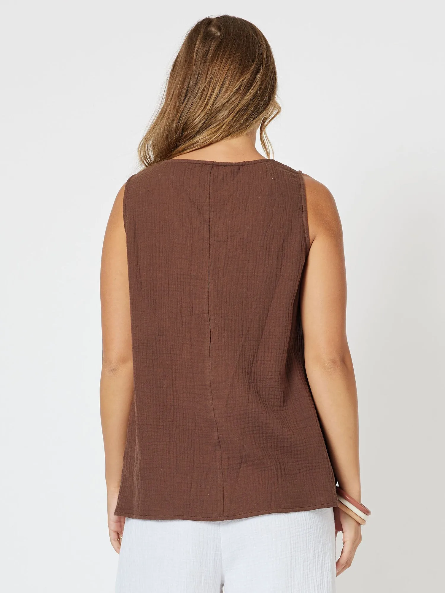 Byron Cotton Tank Top - Chocolate sold by RC & Co product image thumbnail 3