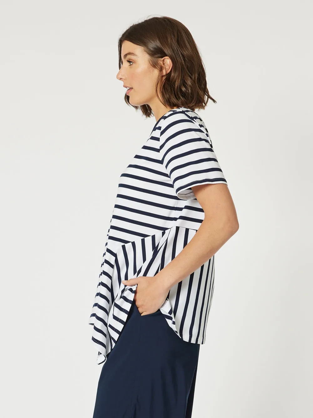 Stripe Spliced T-shirt - Navy/White sold by RC & Co product image thumbnail 3