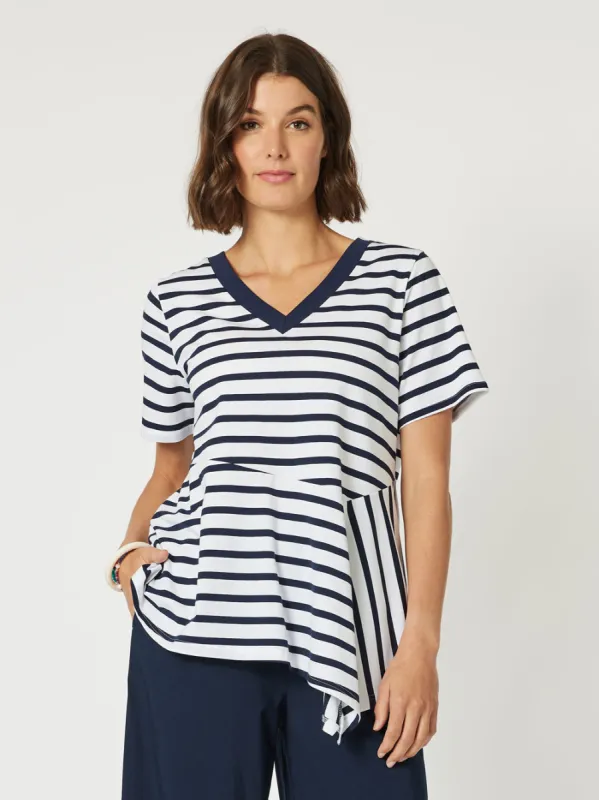 Stripe Spliced T-shirt - Navy/White sold by RC & Co