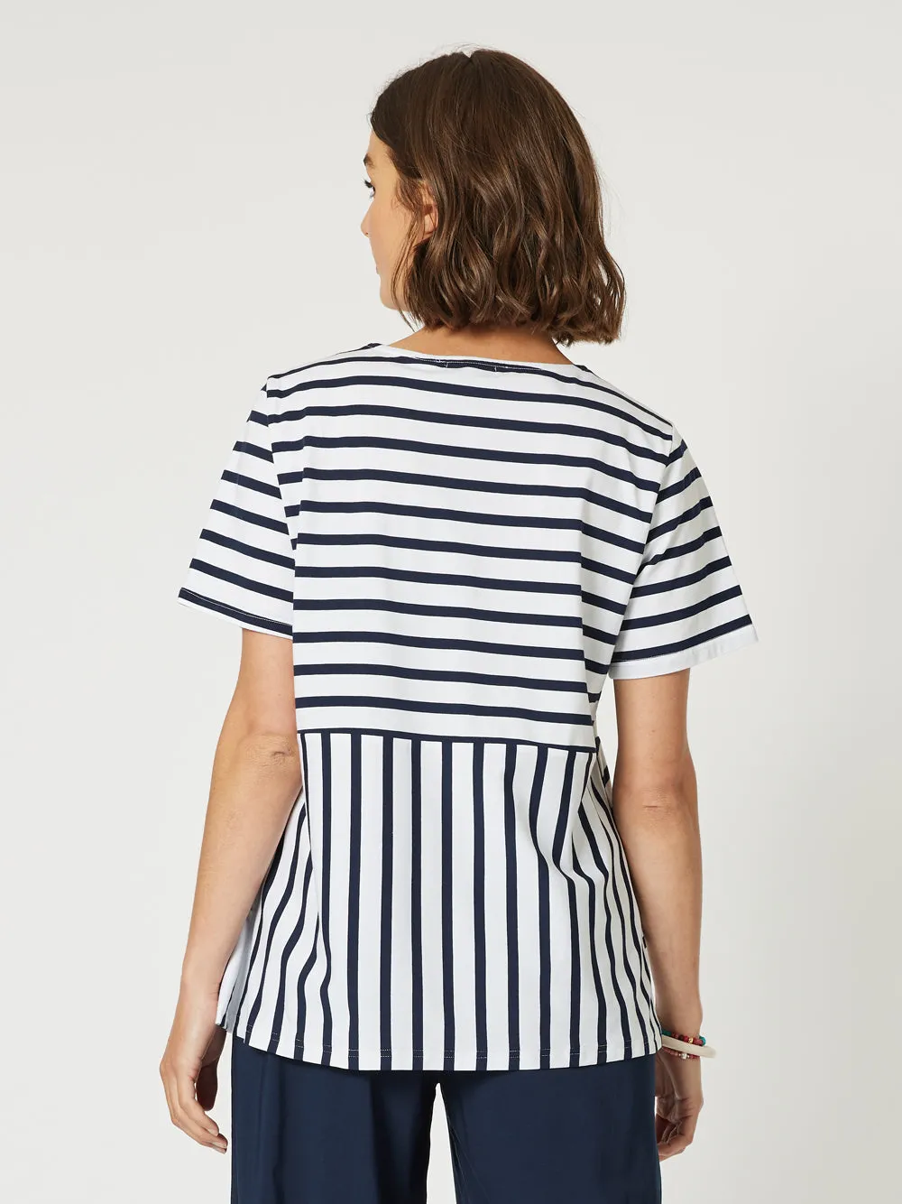 Stripe Spliced T-shirt - Navy/White sold by RC & Co product image thumbnail 4