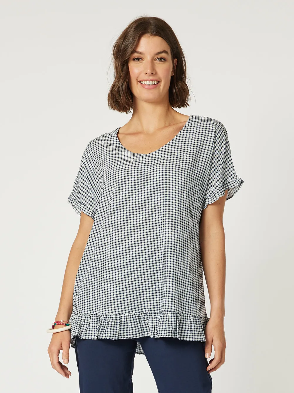 Check Me Out Ruffle Top - Navy sold by RC & Co