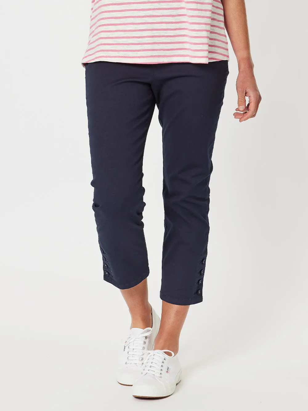 Charlie Cotton Twill Stretch Capri Pant - Navy sold by RC & Co