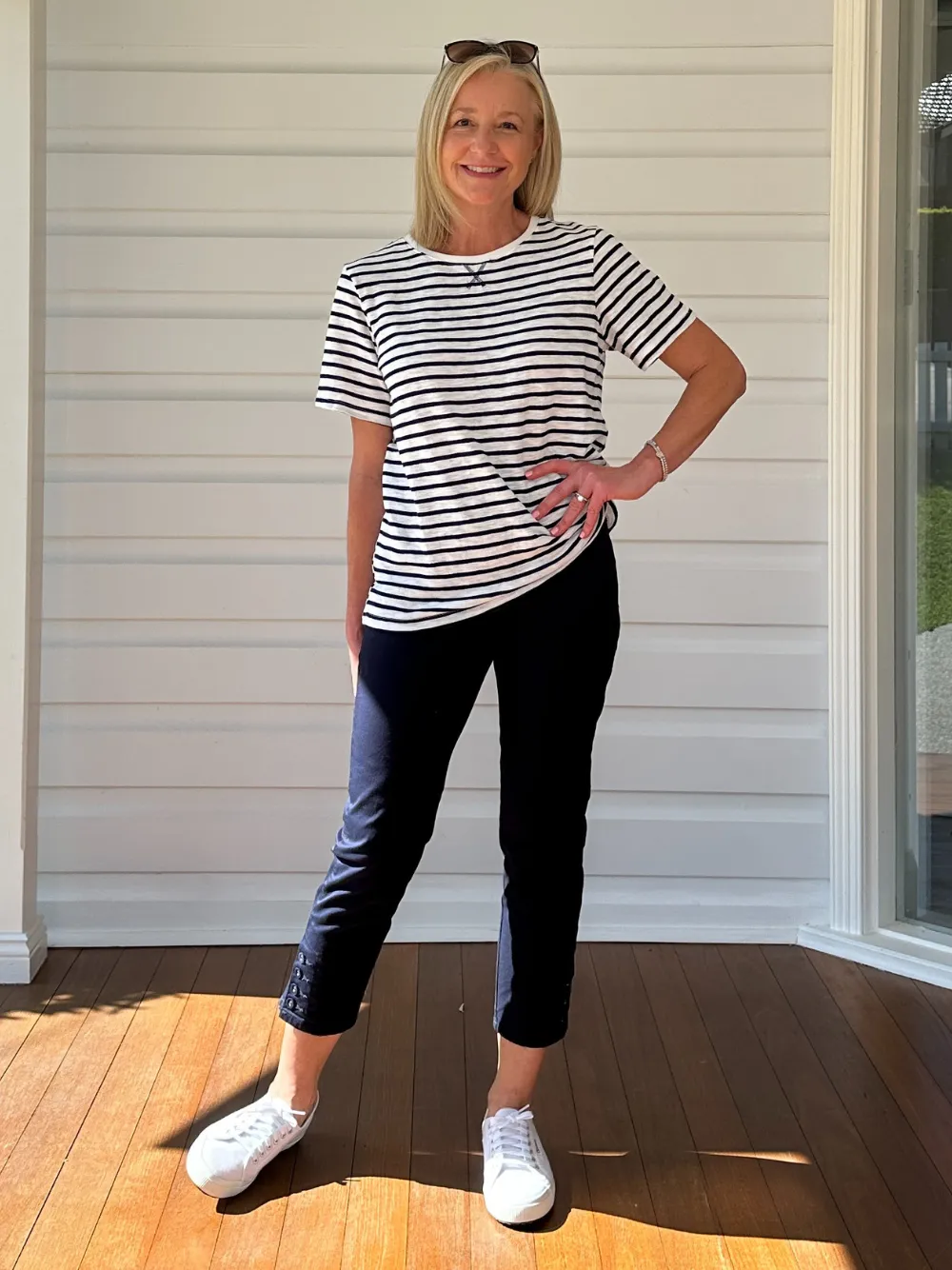 Charlie Cotton Twill Stretch Capri Pant - Navy sold by RC & Co product image thumbnail 2