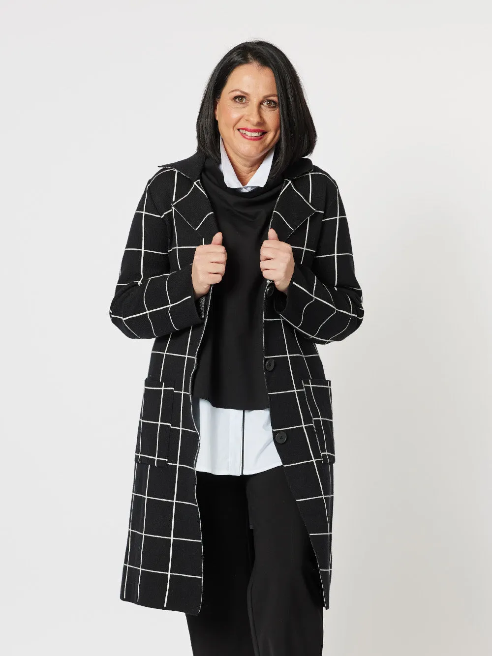 Check Knit Jacket - Black sold by RC & Co