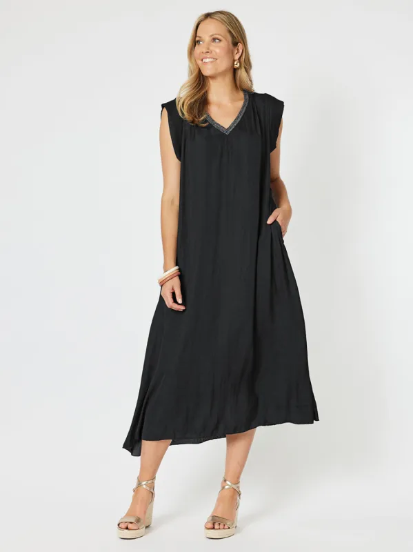 Traveller Luxe V Neck Dress - Black sold by RC & Co