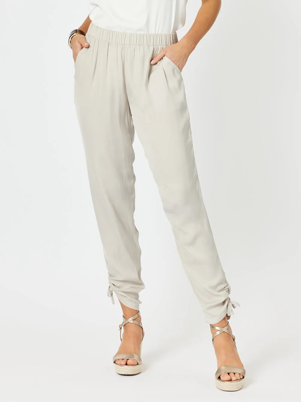 Luxe Ruche Tie Pant - Champagne sold by RC & Co