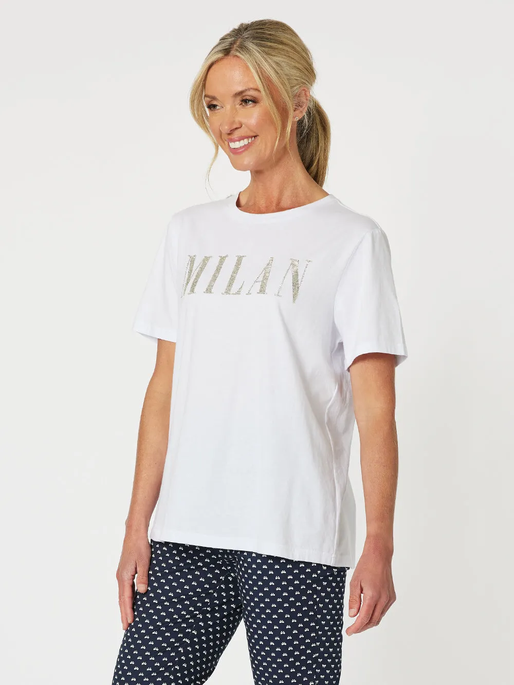 Milan Beaded Cotton T-shirt - Silver sold by RC & Co product image thumbnail 5