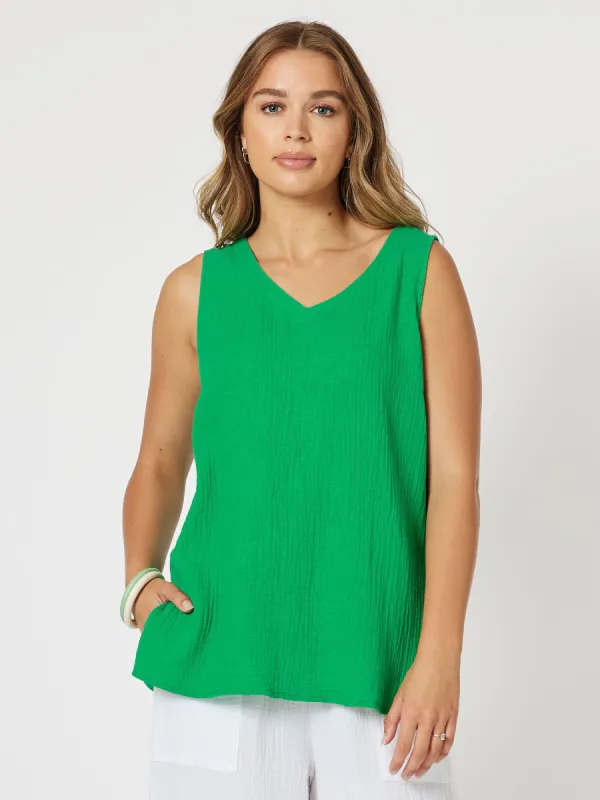 Byron Cotton Tank Top - Emerald sold by RC & Co