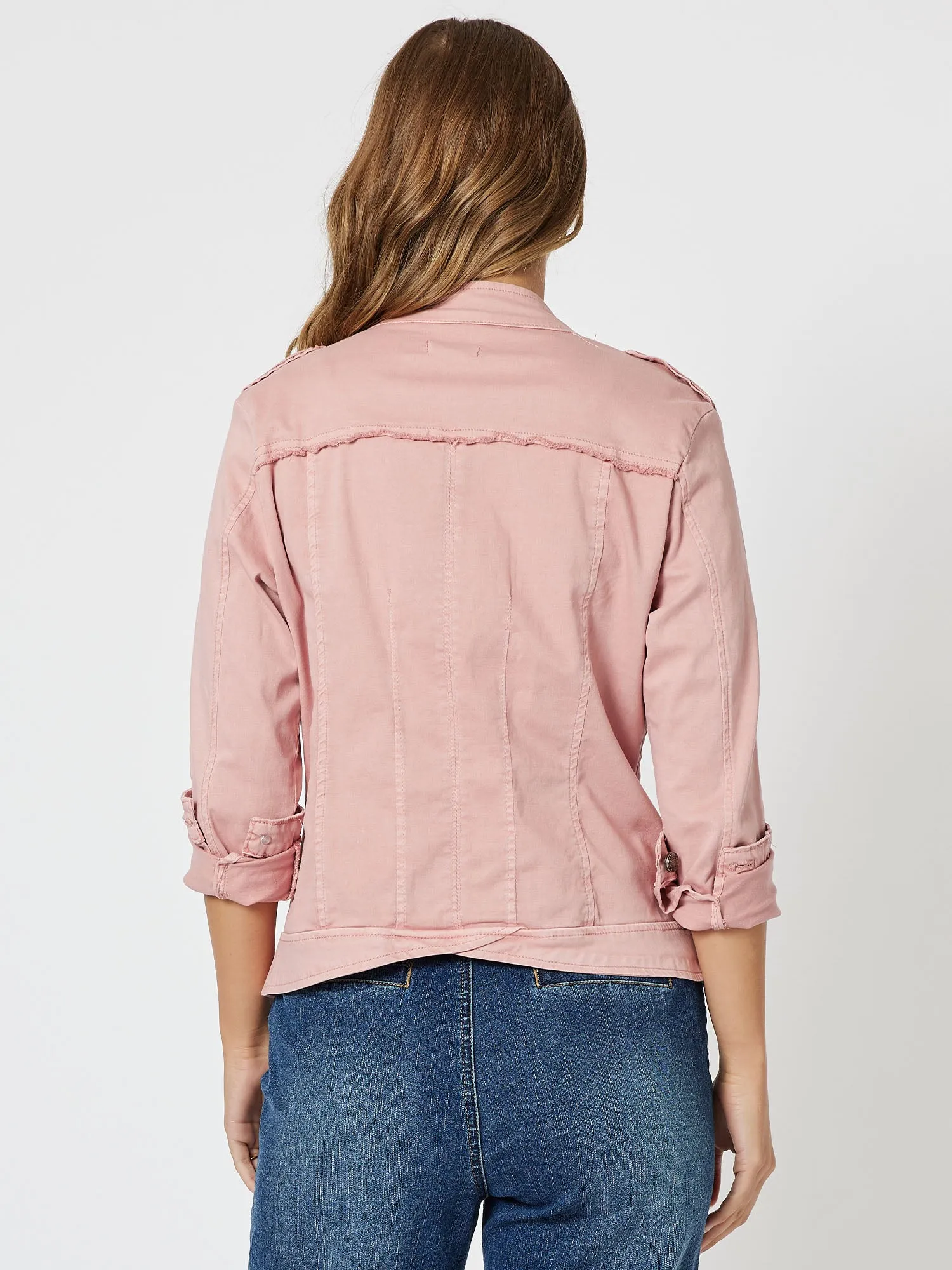 Military Style Denim Jacket - Pink sold by RC & Co product image thumbnail 4