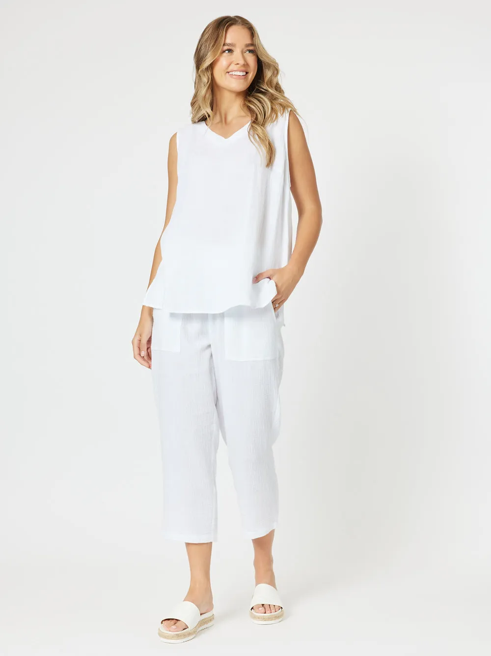 Byron Cotton Tank Top - White sold by RC & Co product image thumbnail 2