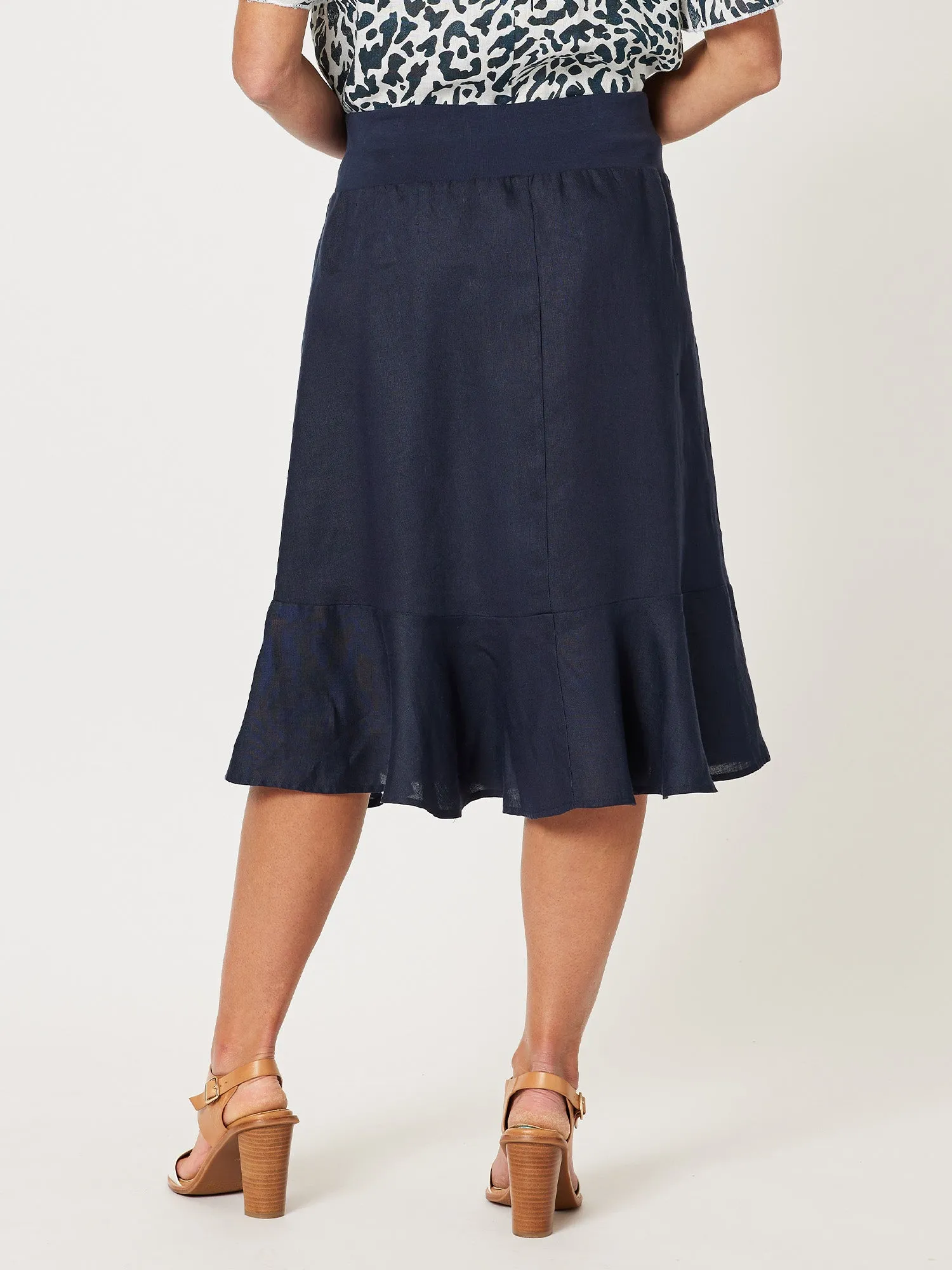 Piccolo Linen Flute Hem Skirt - Navy sold by RC & Co product image thumbnail 3