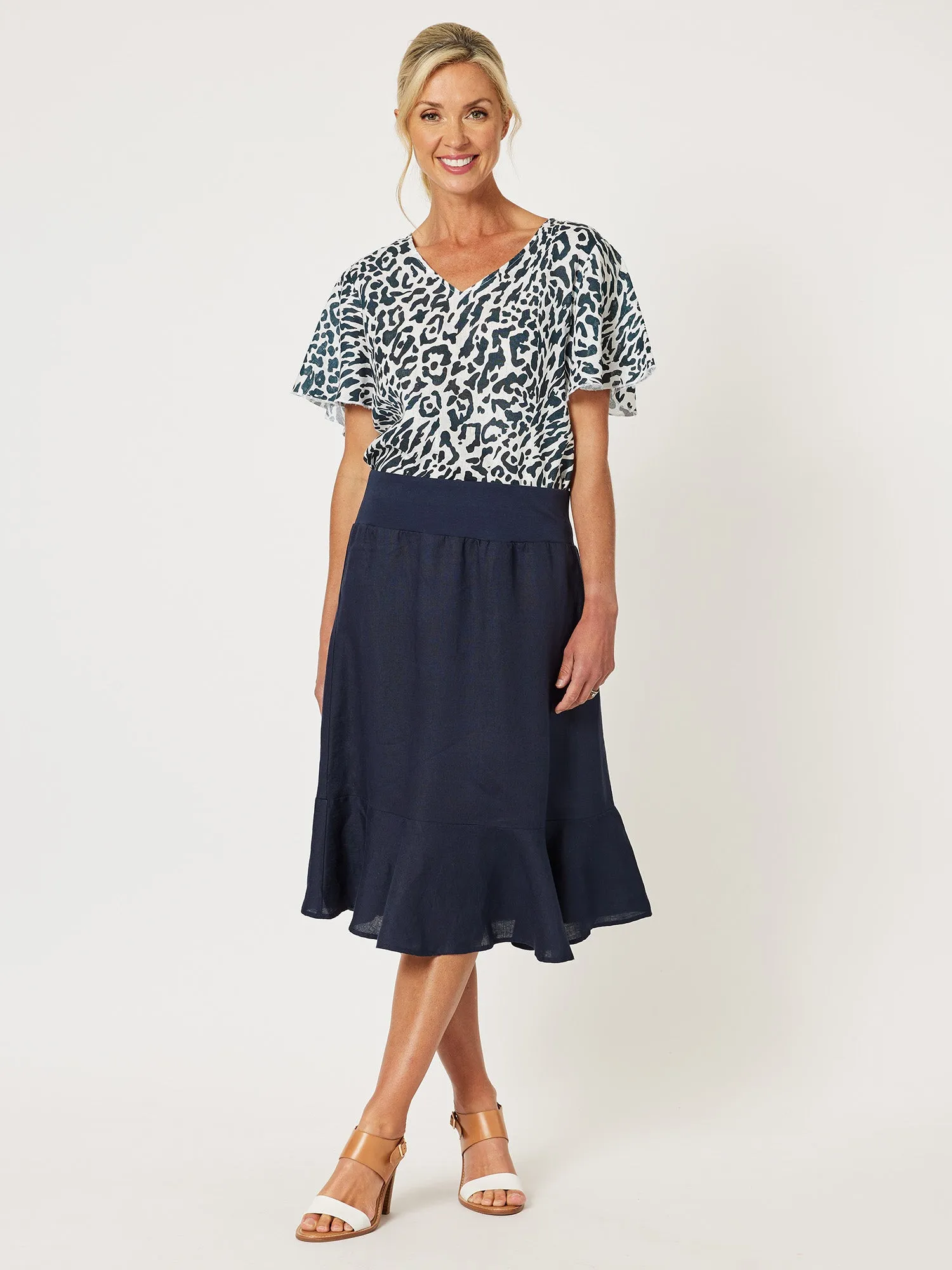Piccolo Linen Flute Hem Skirt - Navy sold by RC & Co product image thumbnail 2