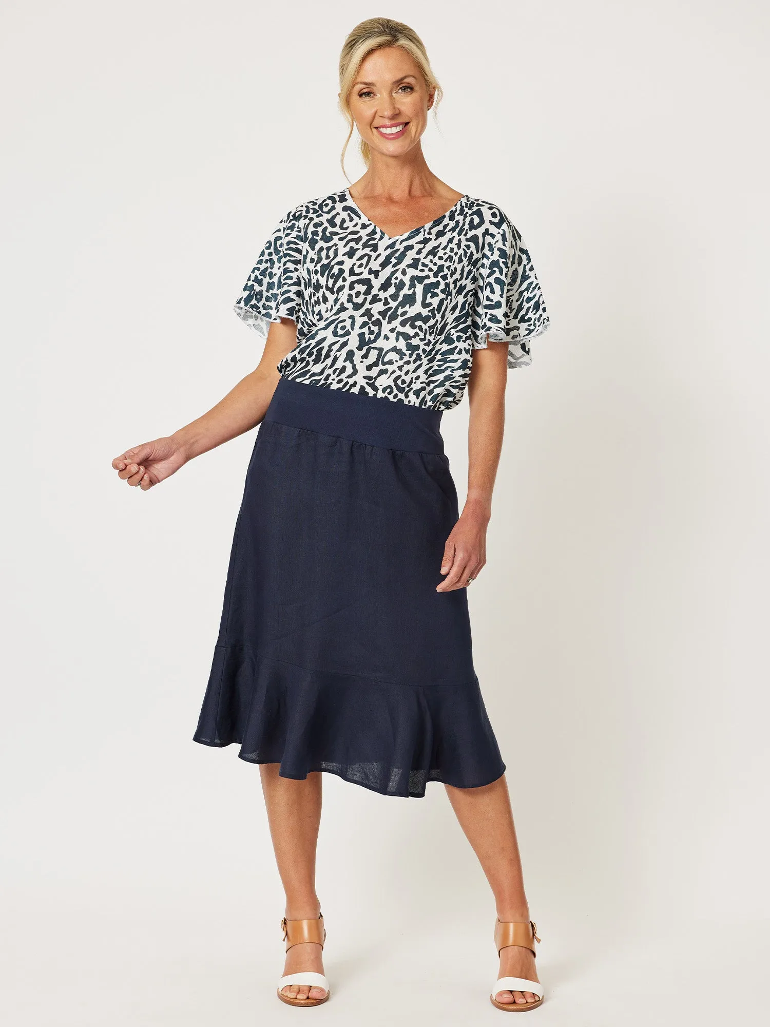 Piccolo Linen Flute Hem Skirt - Navy sold by RC & Co product image thumbnail 4