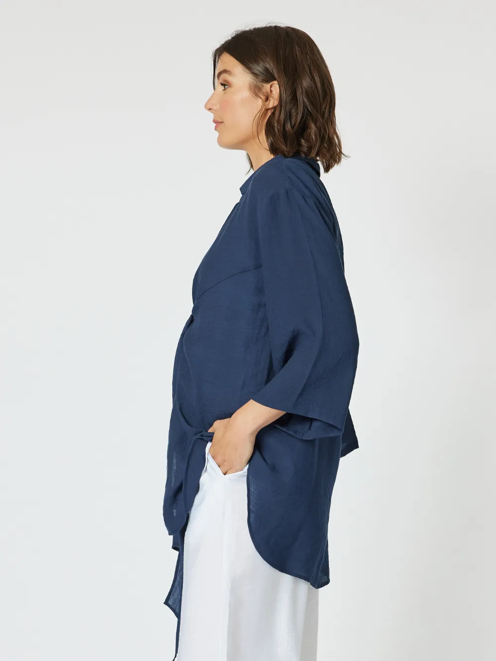 Aegean Tie Front Shacket - Navy sold by RC & Co product image thumbnail 3