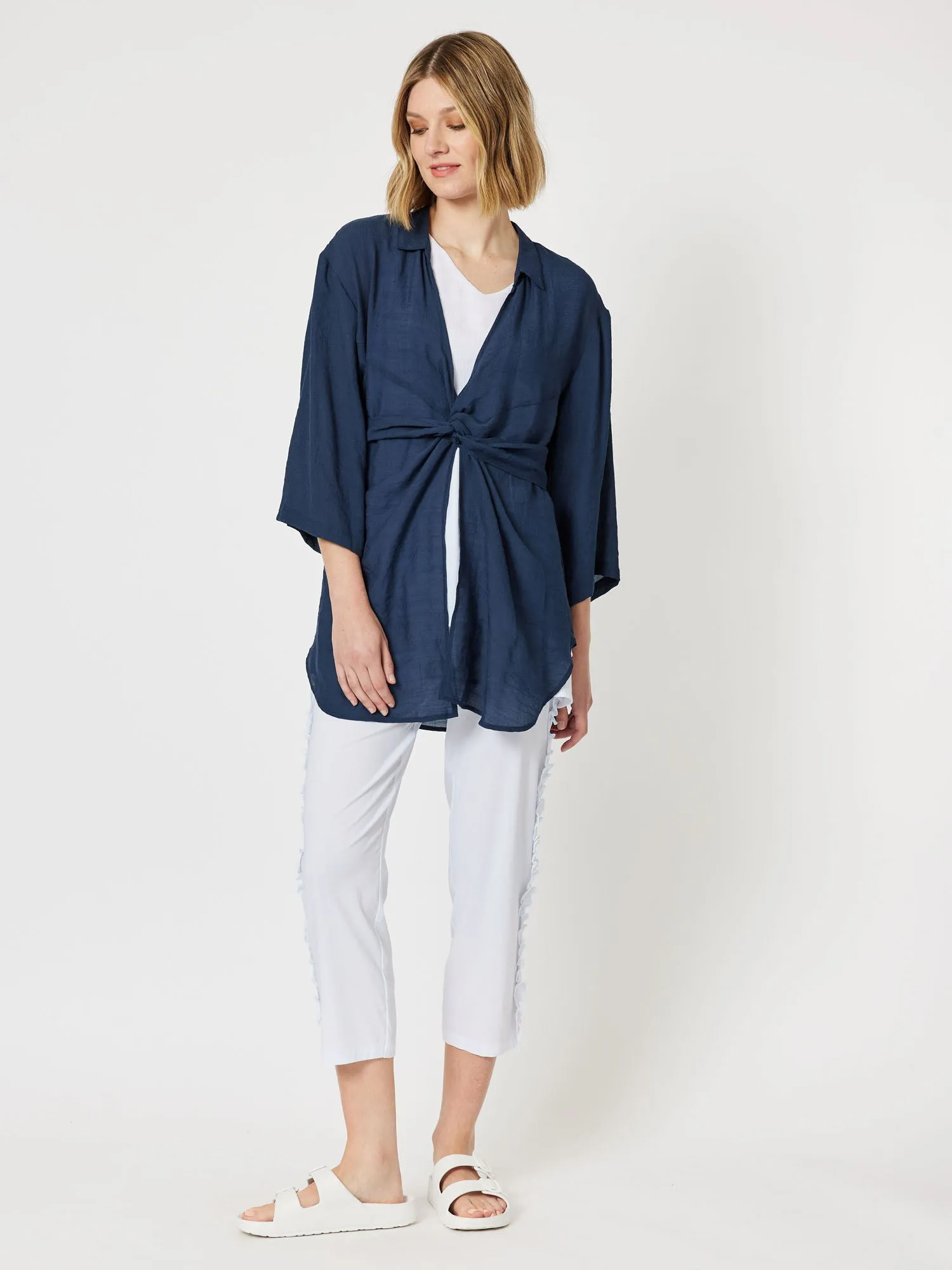 Aegean Tie Front Shacket - Navy sold by RC & Co product image thumbnail 2