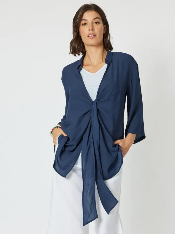 Aegean Tie Front Shacket - Navy sold by RC & Co
