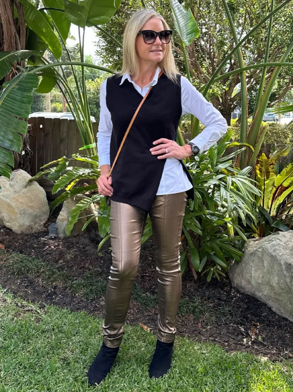Luna Faux Leather Pant - Bronze sold by RC & Co