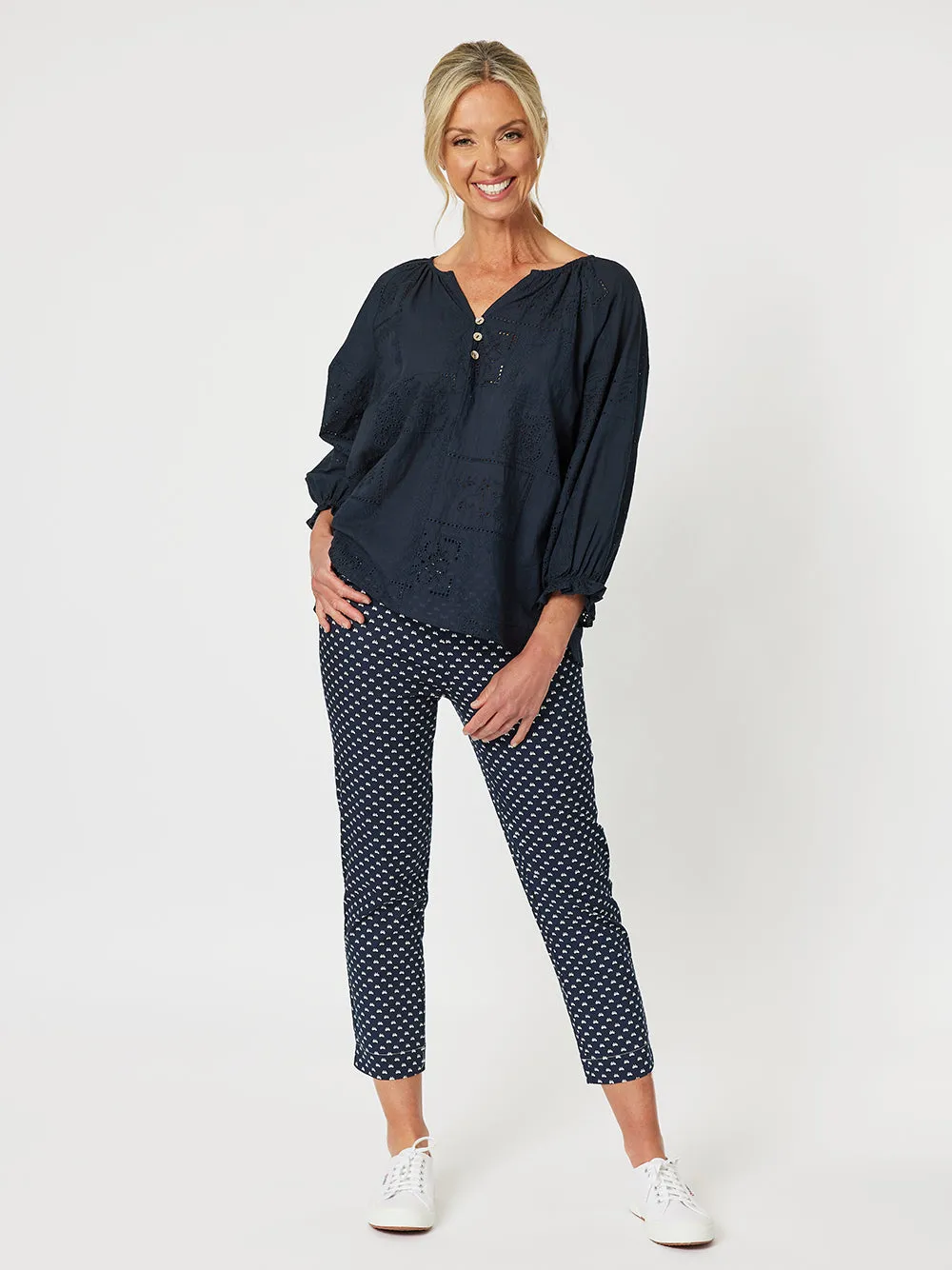 Mila Cotton Lace Top - Navy sold by RC & Co product image thumbnail 3