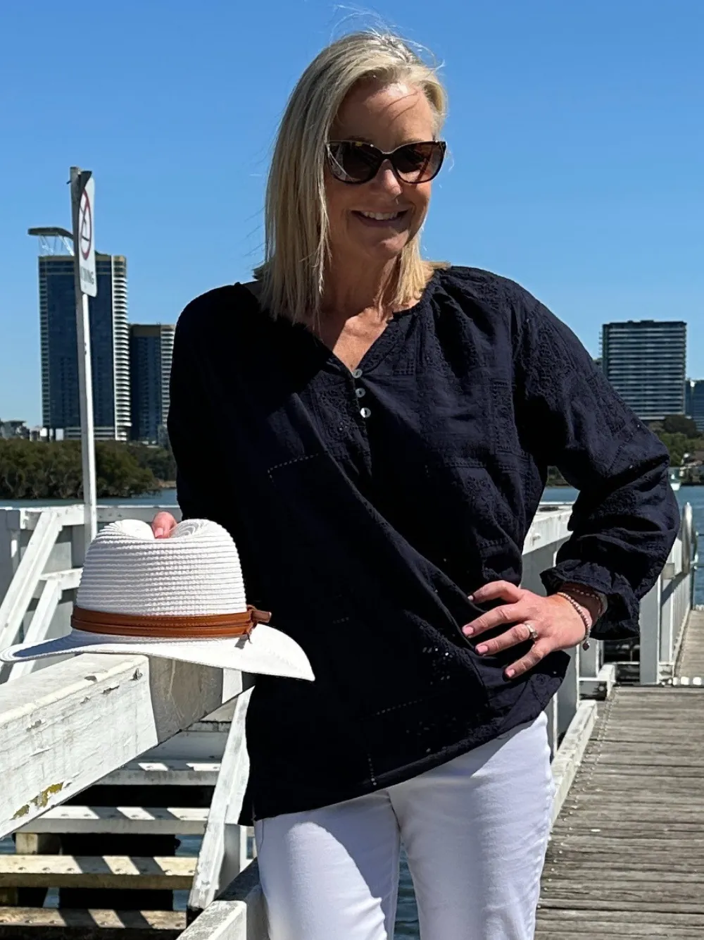 Mila Cotton Lace Top - Navy sold by RC & Co product image thumbnail 4