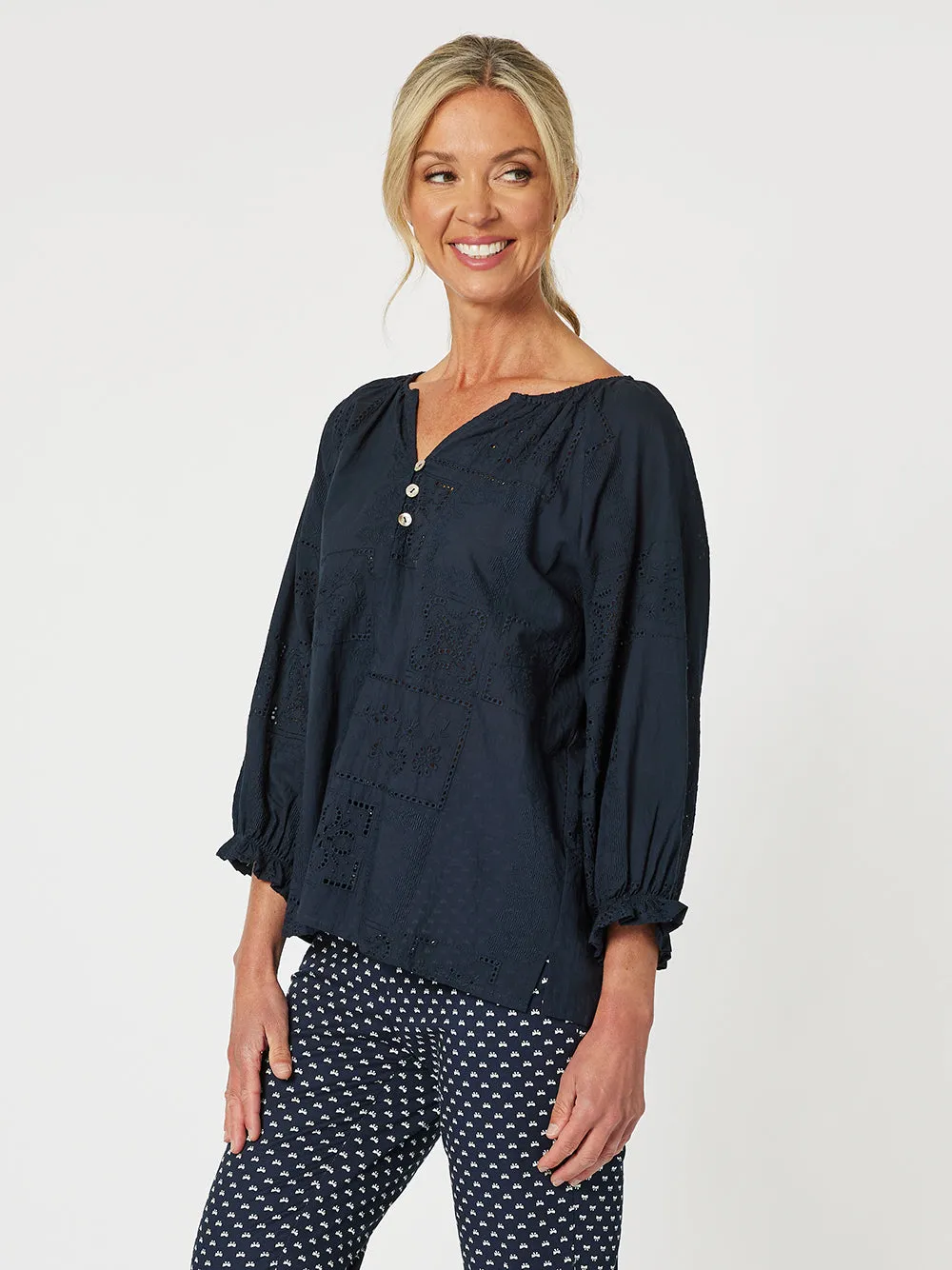 Mila Cotton Lace Top - Navy sold by RC & Co product image thumbnail 5
