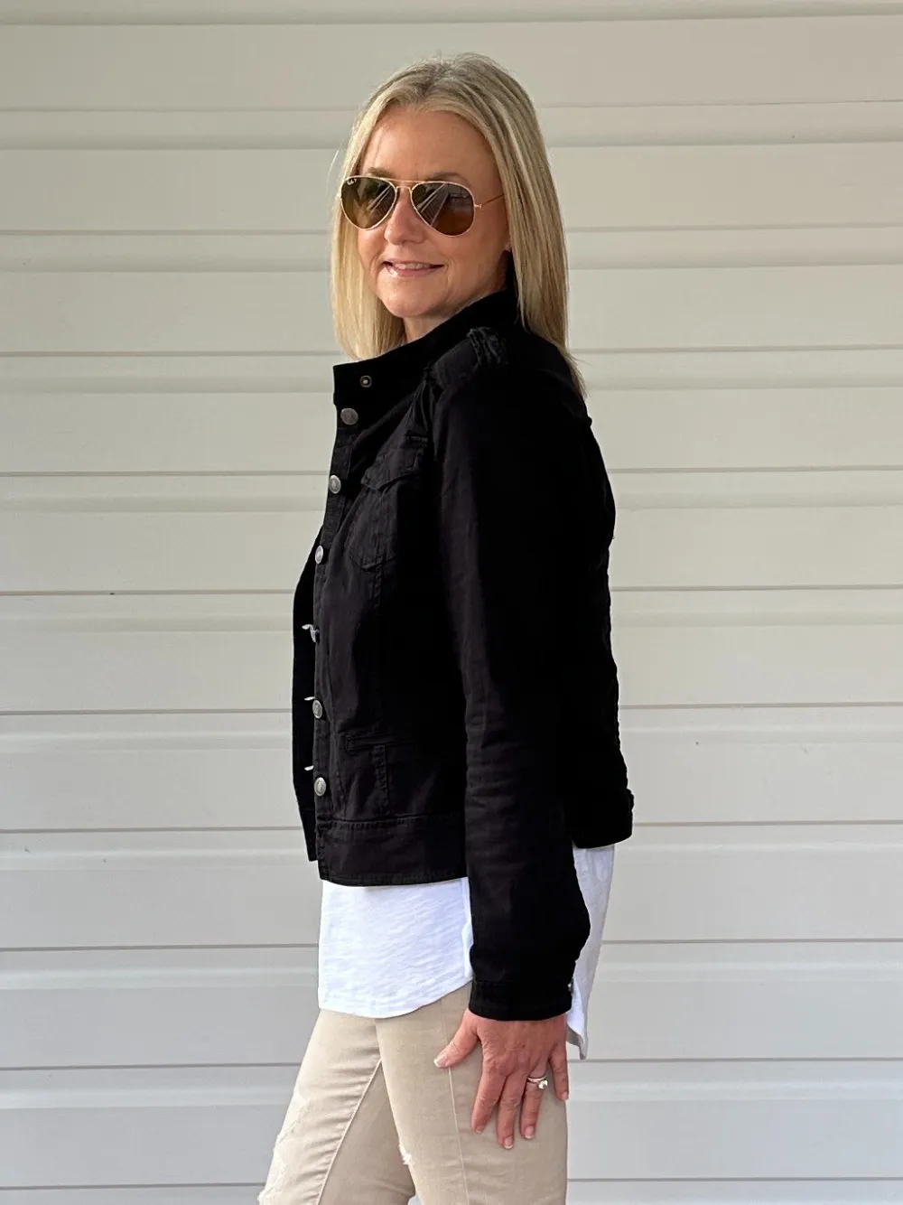 Military Style Denim Jacket - Black sold by RC & Co product image thumbnail 5