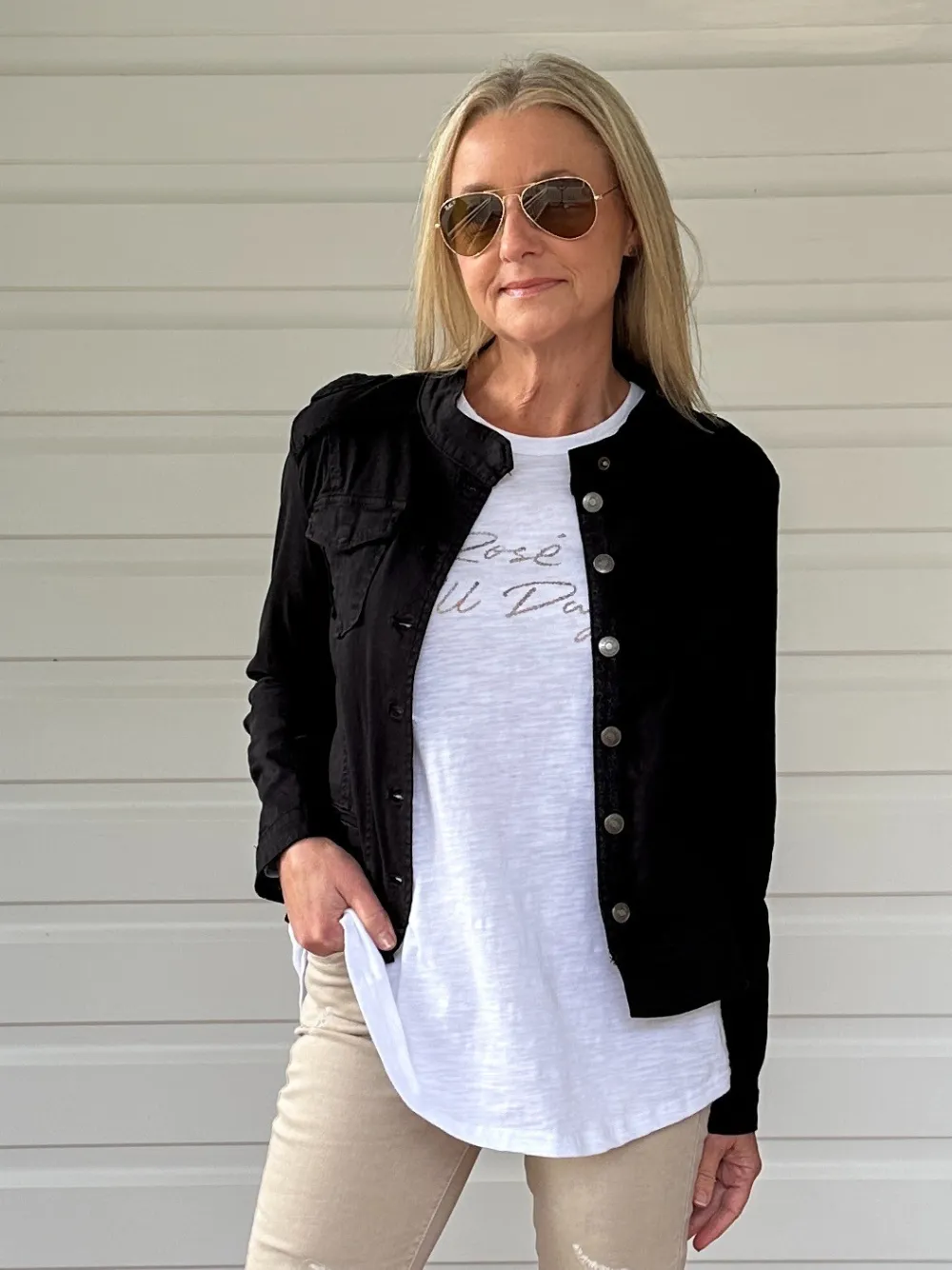 Military Style Denim Jacket - Black sold by RC & Co product image thumbnail 3