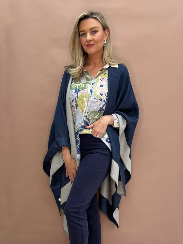 Reversible Wrap - Navy/Stone sold by RC & Co