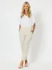 Sarah Linen Pleat Hem Pant - Natural sold by RC & Co