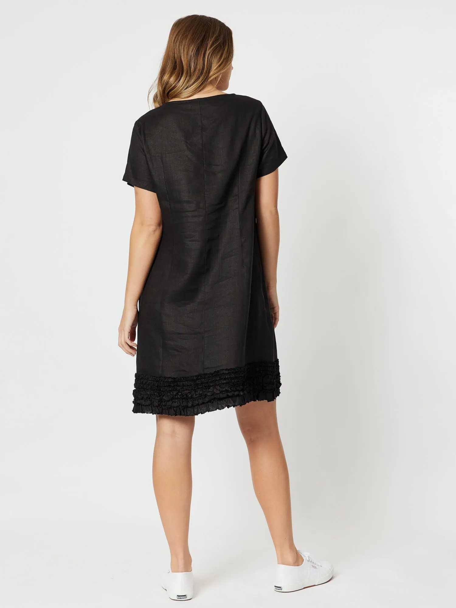 Ruffle Hem Linen Dress - Black sold by RC & Co product image thumbnail 5
