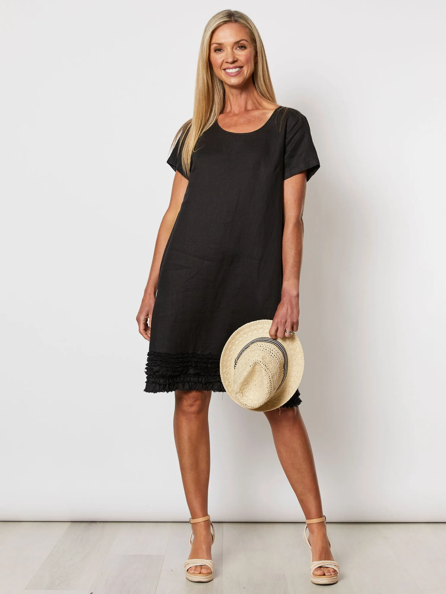 Ruffle Hem Linen Dress - Black sold by RC & Co product image thumbnail 2