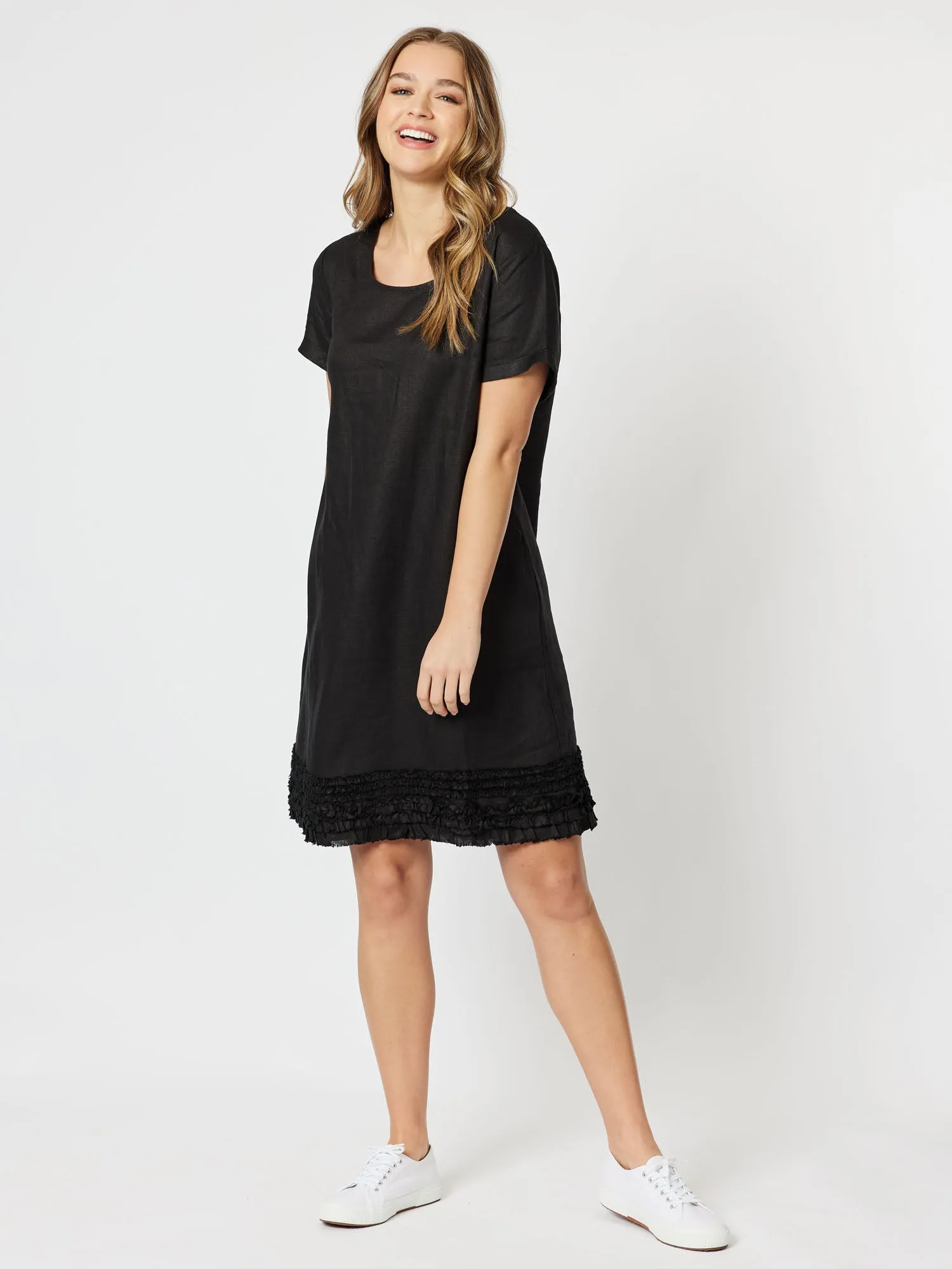 Ruffle Hem Linen Dress - Black sold by RC & Co product image thumbnail 3